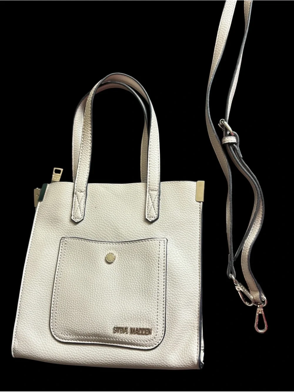 Steve Madden NWOT Gray Pebbled Faux Leather Satchel Crossbody Shoulder Bag Purse